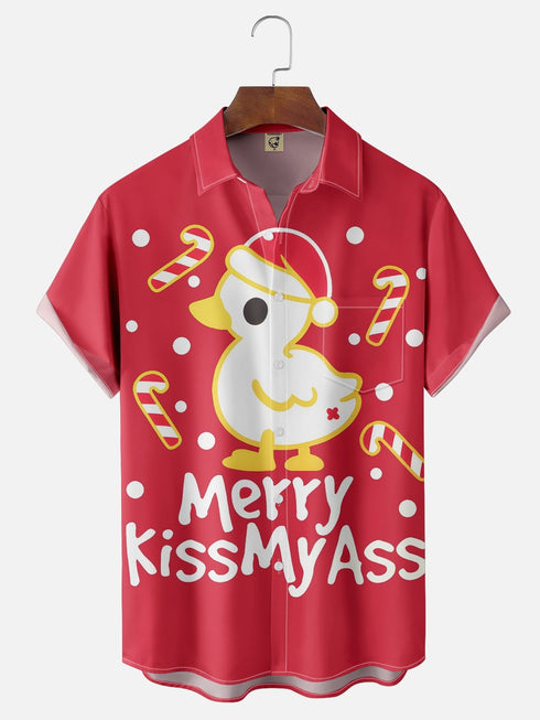 Men's Christmas Funny Graphic Short Sleeve Hawaiian Shirt